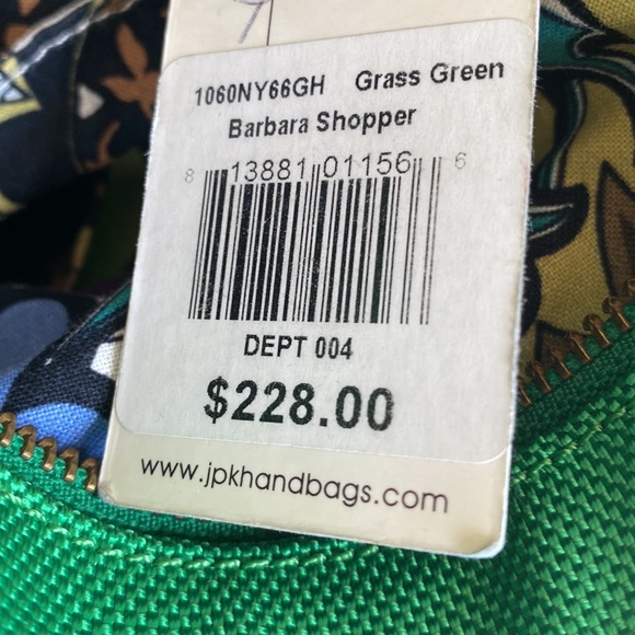 JPK Grass Green Barbara Shopper Tote ballistic nylon handbag - Picture 4 of 13